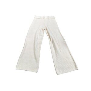 Gap Womens Ribbed Wide-Leg Knit Pants XSP Birch Cotton Blend